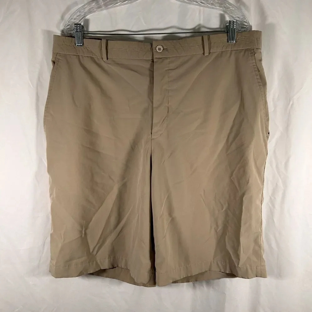 Slazenger Golf Shorts Men's 38 Khaki Tan Polyester Blend 4 Pocket Active